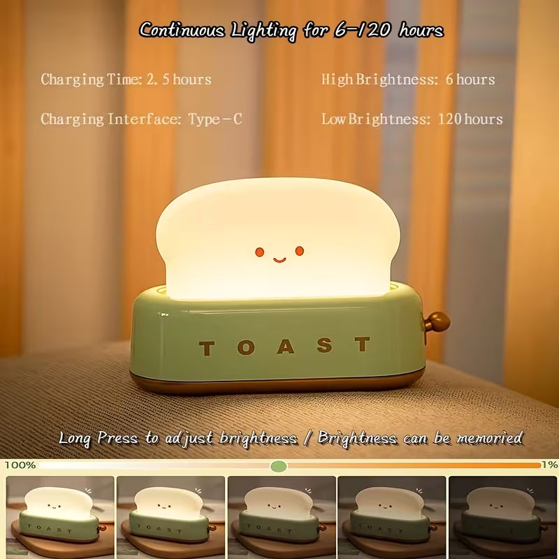Toast Night Light — Rechargeable LED Toaster Lamp