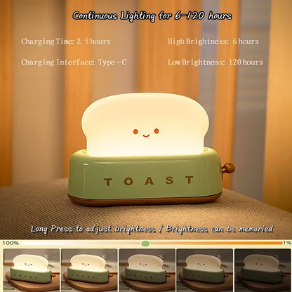 Toast Night Light — Rechargeable LED Toaster Lamp