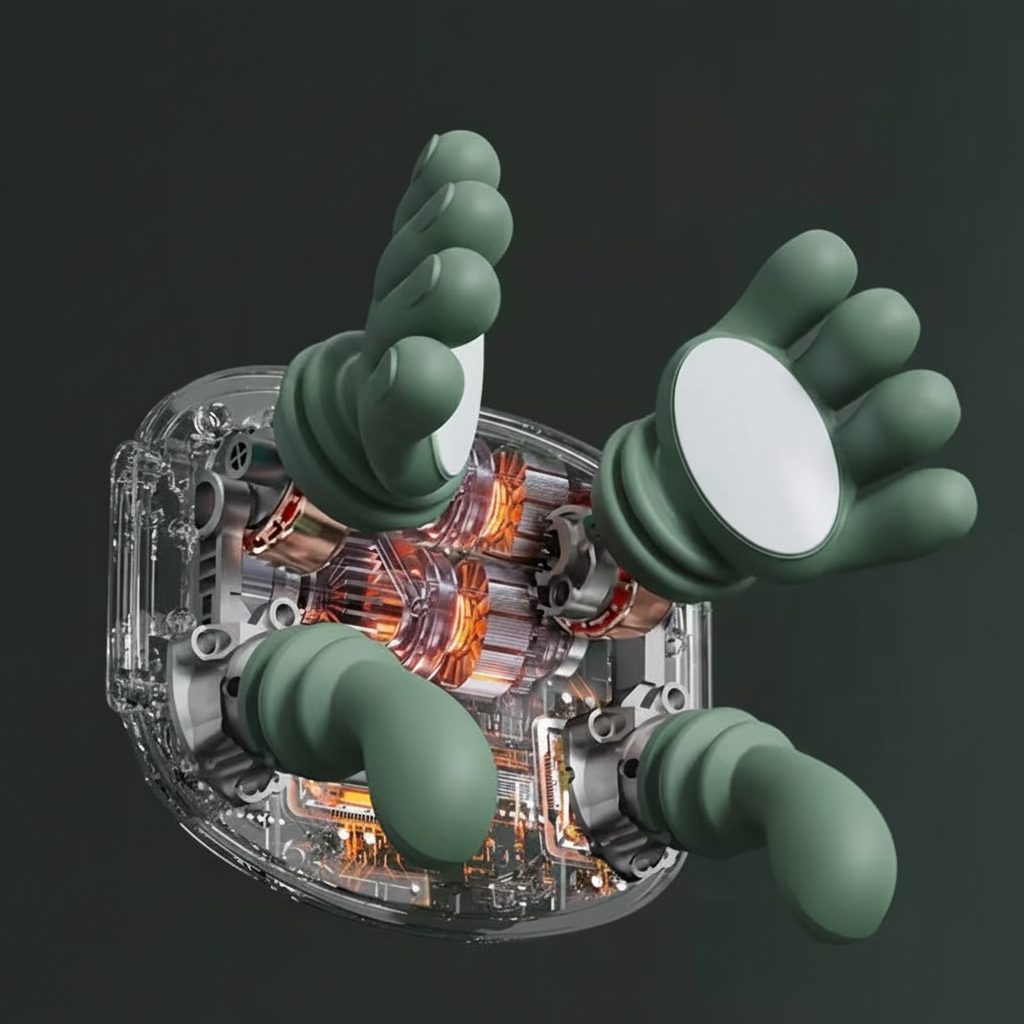 Image of a Portable Finger Press Massager showcasing its unique design with multiple finger-like stimulators.