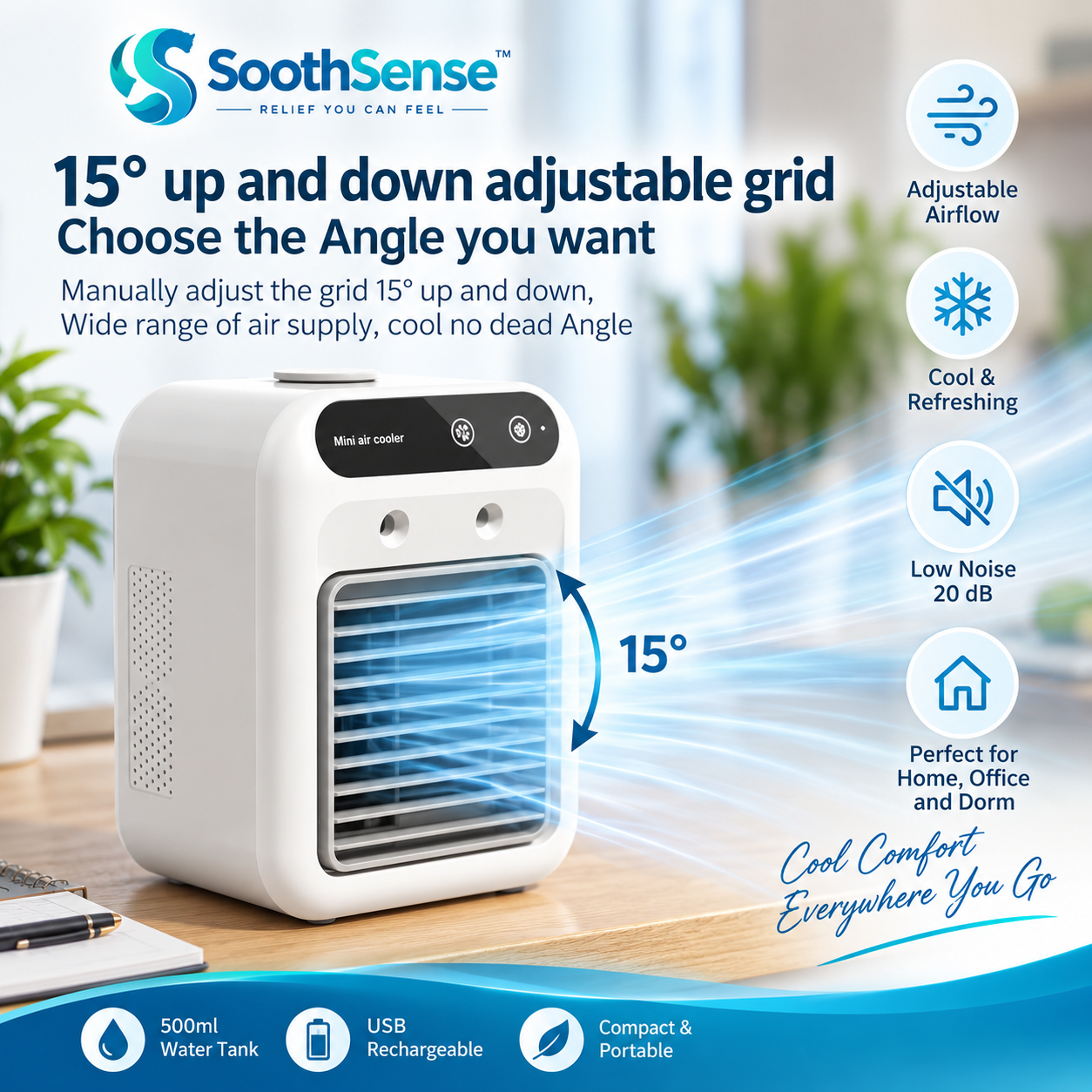 SoothSense Mini Air Cooler Fan