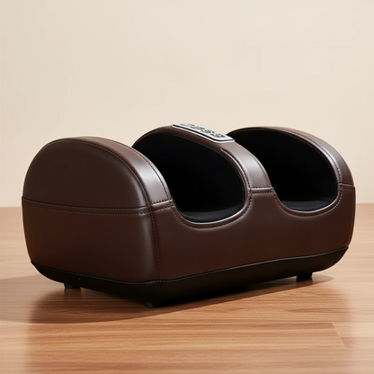 Multifunctional Foot Massager with Leg Features And Heating Function on a wooden table.
