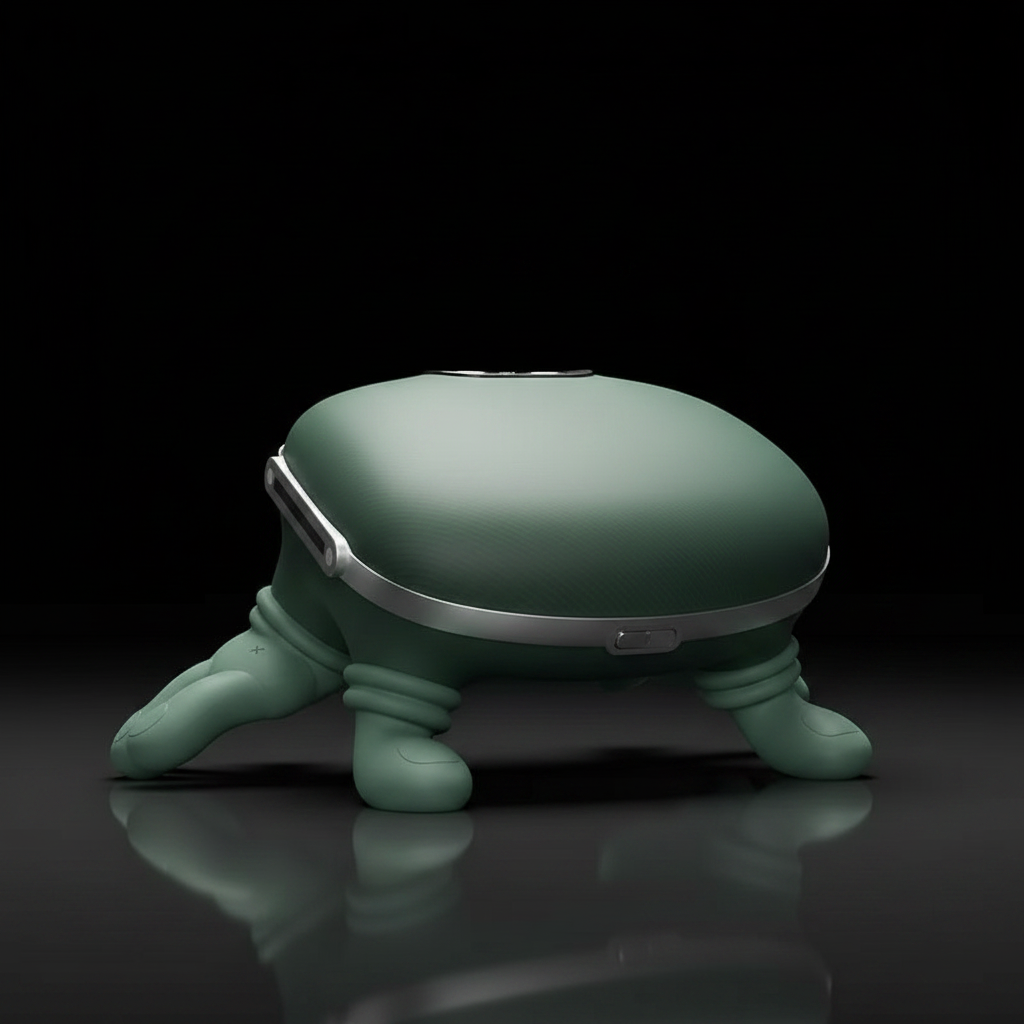 Portable Finger Press Massager designed with playful green aesthetics and ergonomic structure for relaxation.