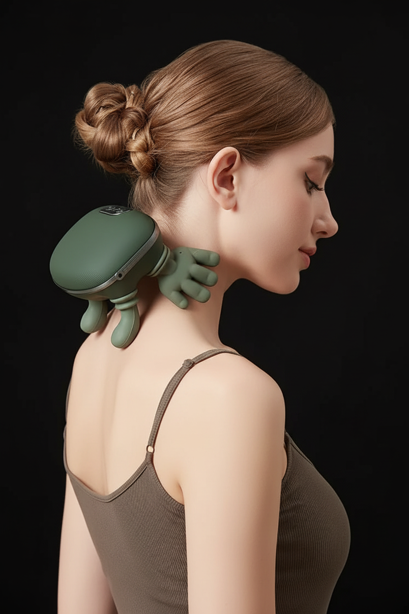 Green Massager Side Neck - Black Background