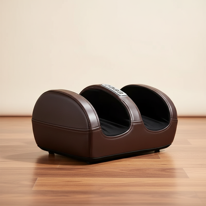 Multifunctional Foot Massager with Leg Features And Heating Function on a wooden floor.
